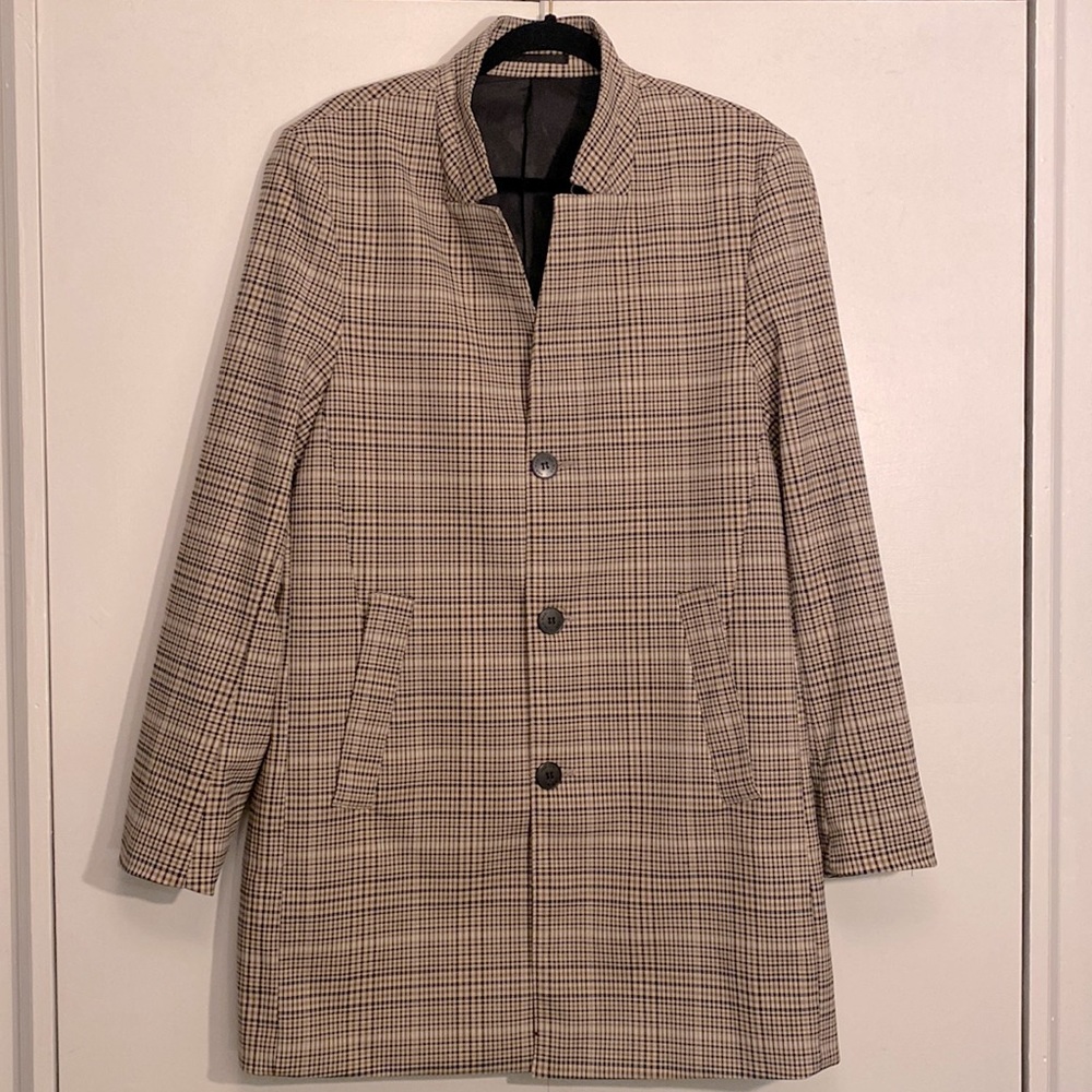NWOT H&M Men’s Plaid Car Coat Trench Jacket  - Size 40R
